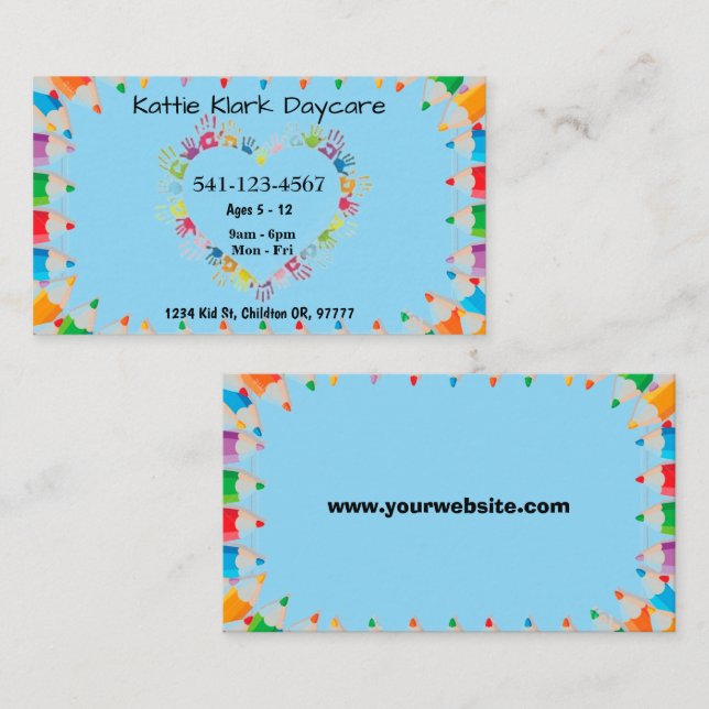 Simple Daycare Business Cards (Front/Back)