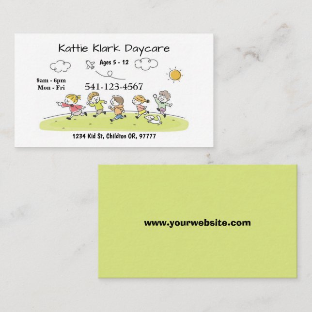 Simple Daycare Business Cards (Front/Back)