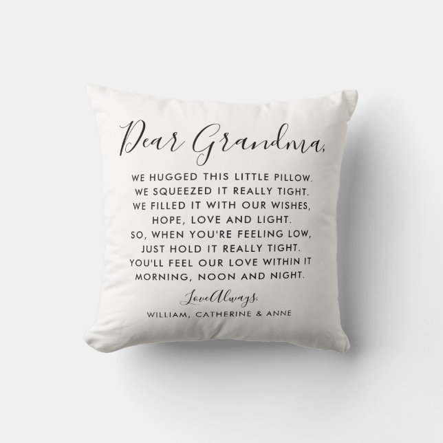 Simple Dear Grandma Message Photo Mother's Day Cushion (Front)