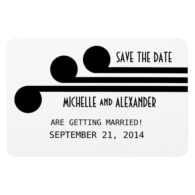 Simple Deco Chic Save the Date Magnet, Black Magnet (Horizontal)