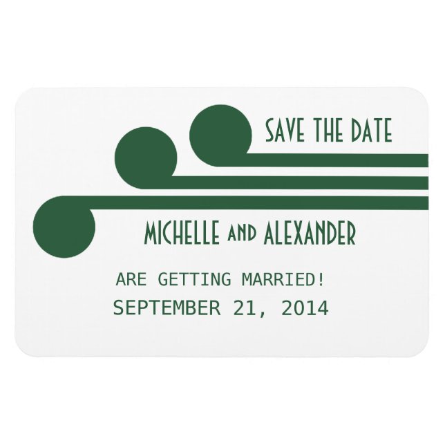 Simple Deco Chic Save the Date Magnet, Green Magnet (Horizontal)