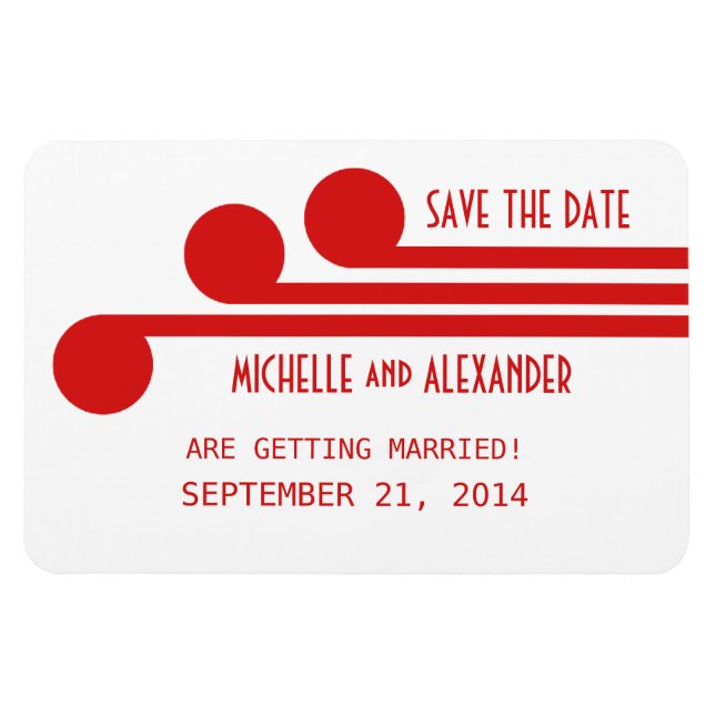 Simple Deco Chic Save the Date Magnet, Red Magnet (Horizontal)