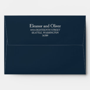Simple Deep Navy Blue Wedding Return Address Envelope