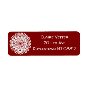 Simple Deep Red Mandala Return Address Label