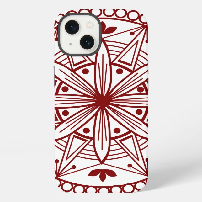 Simple Deep Red Mandalae iPhone Case (Back)