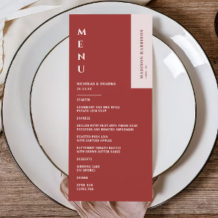 Simple Deep Red Wedding Menu