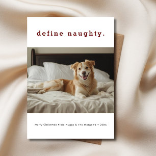Simple Define Naughty Funny Christmas Dog Photo Holiday Card