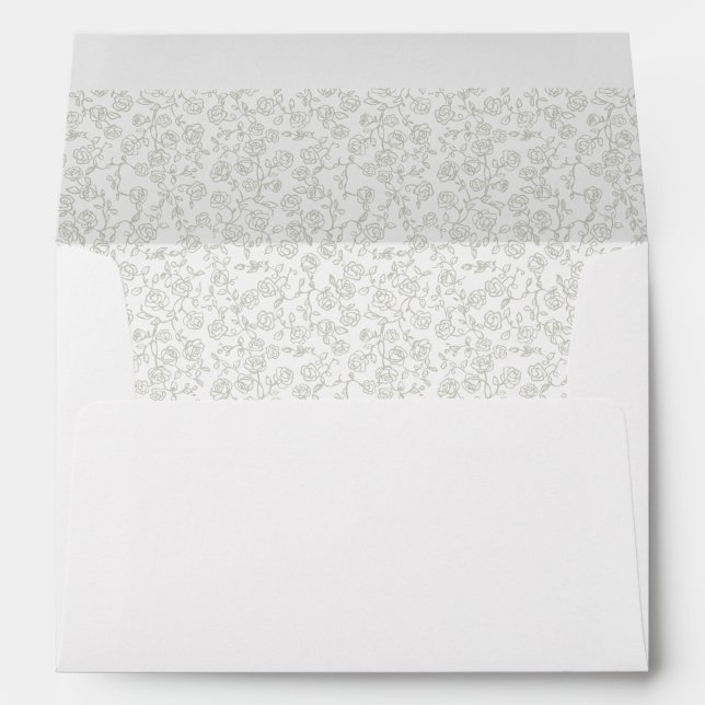 Simple Delicate Floral Timeless Sage Green Wedding Envelope (Back (Bottom))