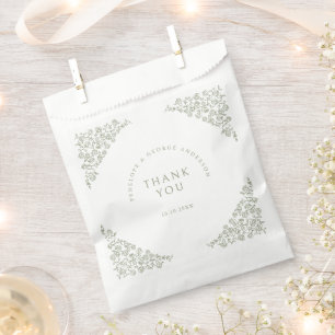 Simple Delicate Floral Timeless Sage Green Wedding Favour Bag