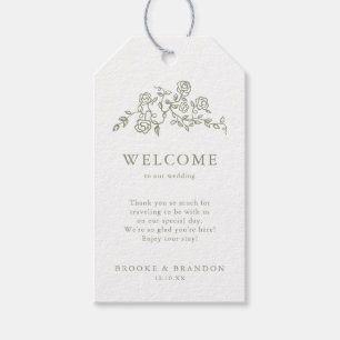 Simple Delicate Floral Timeless Sage Green Wedding Gift Tags