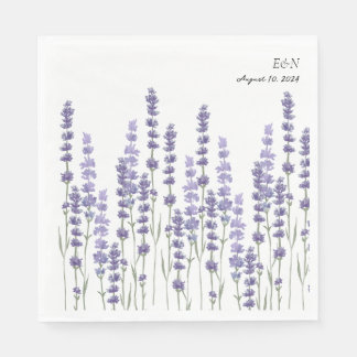 Simple Delicate French Lavender Field Wedding Napkin