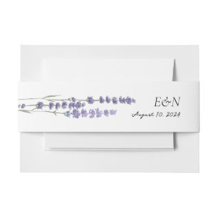 Simple Delicate French Lavender Wedding Invitation Belly Band
