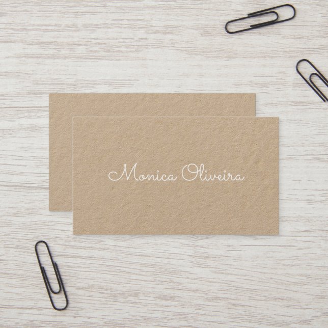 Simple Delicate Script Kraft Business Card (Front/Back In Situ)