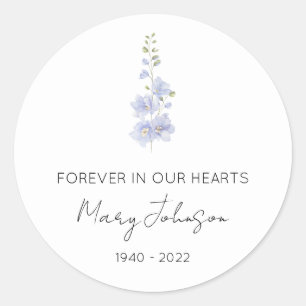Simple Delphinium Memorial Classic Round Sticker