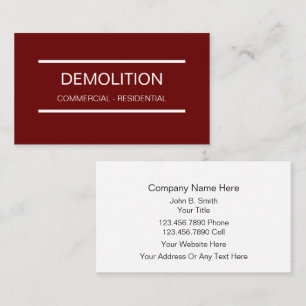 Simple Demolition Business Cards