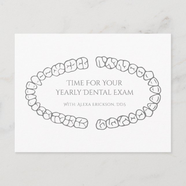 Simple Dentist Teeth Dental Appointment Reminder Postcard (Front)