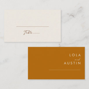 Simple Desert Burnt Orange Flat Wedding Place Card