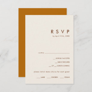 Simple Desert   Burnt Orange Menu Choice RSVP Card