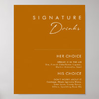 Simple Desert | Burnt Orange Signature Drinks Sign