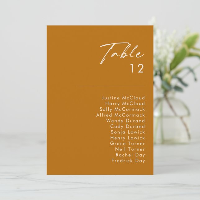 Simple Desert | Burnt Orange Table Number Chart (Standing Front)