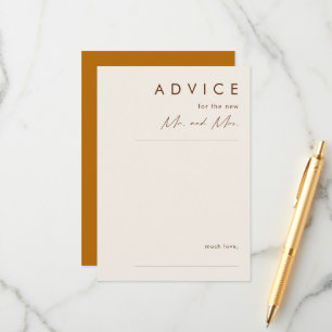 Simple Desert Burnt Orange Wedding Advice Card