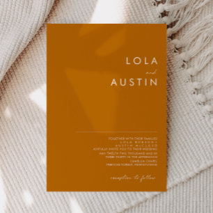 Simple Desert   Burnt Orange Wedding Invitation