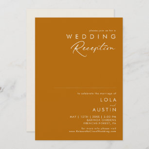 Simple Desert Burnt Orange Wedding Reception Invitation