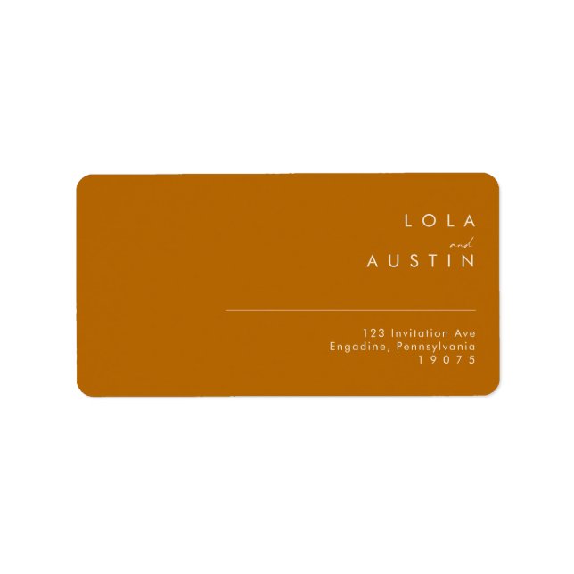 Simple Desert | Burnt Orange Wedding RSVP Address Label (Front)