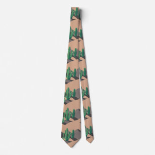 simple desert cactus pattern colourful brown moder tie