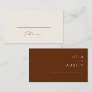Simple Desert Dark Cinnamon Flat Wedding Place Card