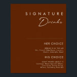 Simple Desert Dark Cinnamon Signature Drinks Sign<br><div class="desc">This Simple Desert Dark Cinnamon signature drinks sign is exactly what you're looking for to complete your modern rustic boho wedding. Perfect for either a vintage minimalist western vibe or a retro fall bohemian feel. The minimal natural white script truly pops with this colourful autumn background. You can choose to...</div>