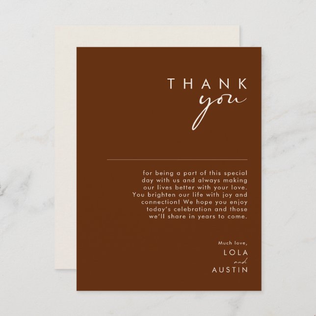 Simple Desert | Dark Cinnamon Thank you Card (Front/Back)