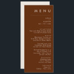 Simple Desert | Dark Cinnamon Wedding Dinner Menu<br><div class="desc">This Simple Desert | Dark Cinnamon wedding dinner menu is exactly what you're looking for to complete your modern rustic boho wedding. Perfect for either a vintage minimalist western vibe or a retro fall bohemian feel. The minimal natural white script truly pops with this colourful autumn background. You can choose...</div>