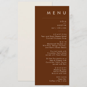 Simple Desert Dark Cinnamon Wedding Dinner Menu