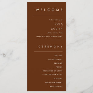 Simple Desert Dark Cinnamon Wedding Program