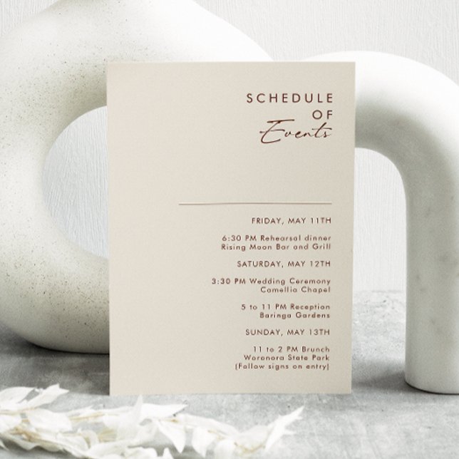 Simple Desert | Natural White Schedule of Events Enclosure Card (Creator Uploaded)