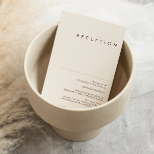Simple Desert Natural White Wedding Reception Enclosure Card