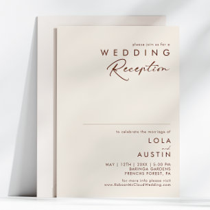 Simple Desert Natural White Wedding Reception Invitation