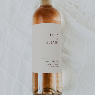 Simple Desert   Natural White Wedding Wine Label