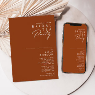 Simple Desert   Terracotta Bridal Tea Party Invitation