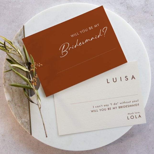 Simple Desert Terracotta Bridesmaid Proposal card  (Creator Uploaded)