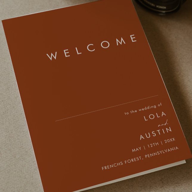 Simple Desert | Terracotta Folded Wedding Program (Creator Uploaded)