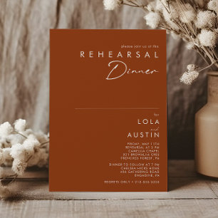 Simple Desert Terracotta Rehearsal Dinner Invitation