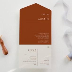 Simple Desert   Terracotta Seal and Send All In One Invitation