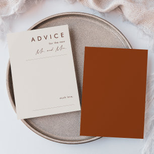 Simple Desert   Terracotta Wedding Advice Card