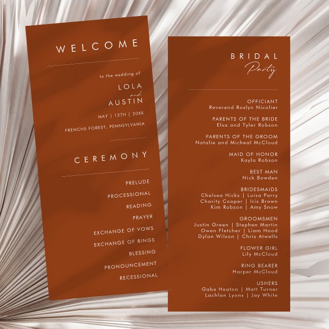 Simple Desert | Terracotta Wedding Program (Creator Uploaded)