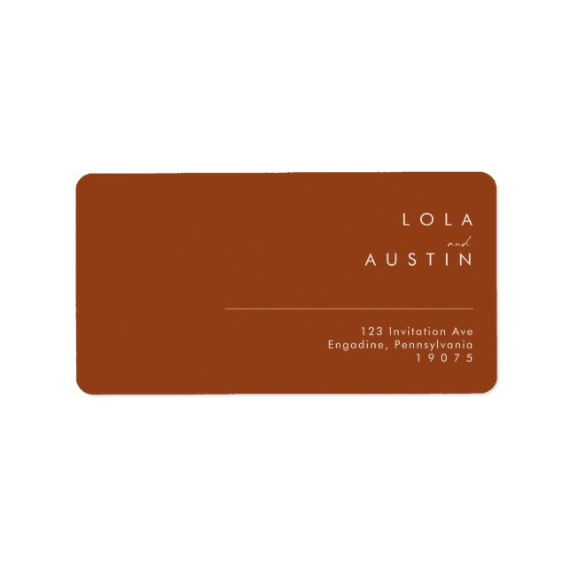 Simple Desert | Terracotta Wedding RSVP Address Label (Front)