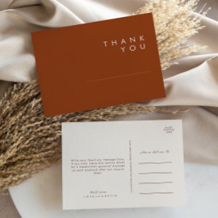 Simple Desert Terracotta Wedding Thank You Postcard