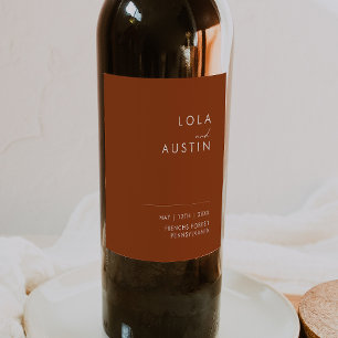Simple Desert Terracotta Wedding Wine Label