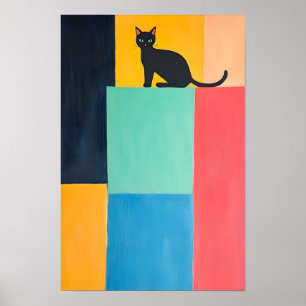 Simple Design Black Cat  Poster